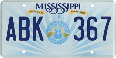 MS license plate ABK367