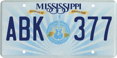 MS license plate ABK377
