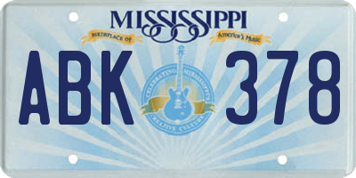 MS license plate ABK378