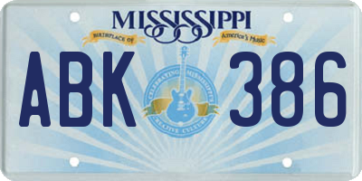 MS license plate ABK386