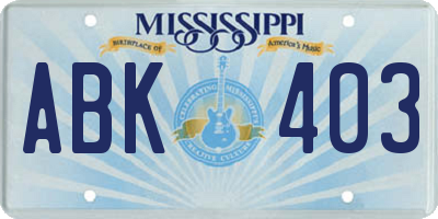 MS license plate ABK403