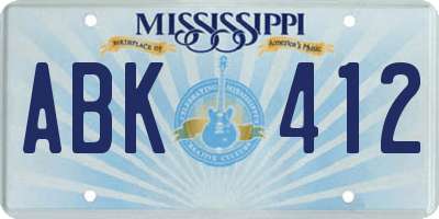 MS license plate ABK412