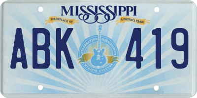 MS license plate ABK419