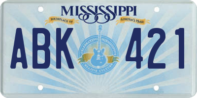MS license plate ABK421