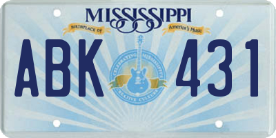MS license plate ABK431
