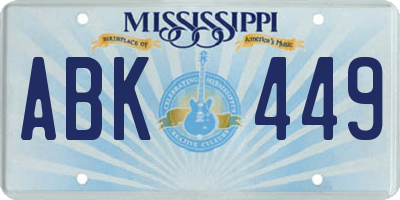 MS license plate ABK449