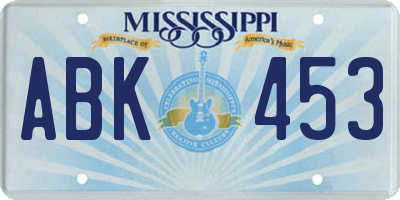 MS license plate ABK453
