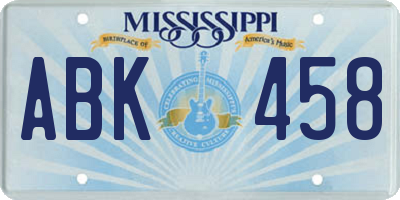MS license plate ABK458