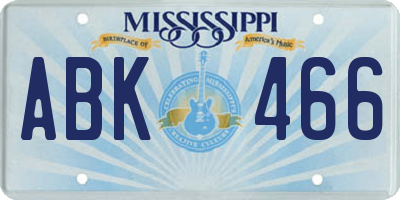 MS license plate ABK466