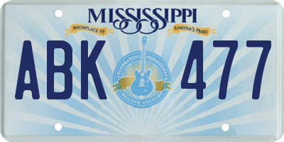 MS license plate ABK477
