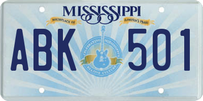 MS license plate ABK501