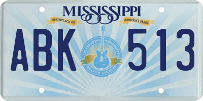 MS license plate ABK513