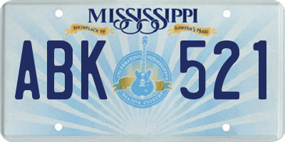 MS license plate ABK521
