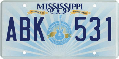 MS license plate ABK531