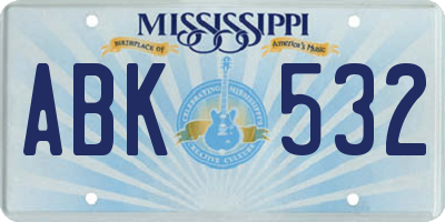 MS license plate ABK532