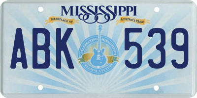 MS license plate ABK539