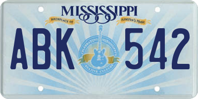 MS license plate ABK542