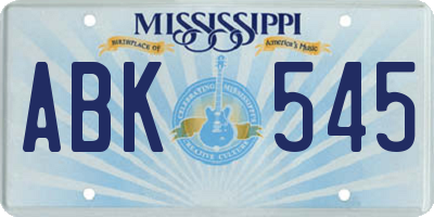 MS license plate ABK545