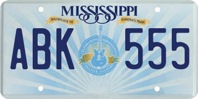 MS license plate ABK555