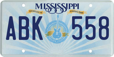 MS license plate ABK558