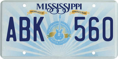 MS license plate ABK560
