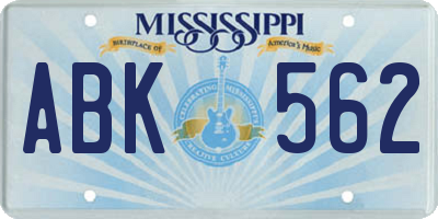 MS license plate ABK562