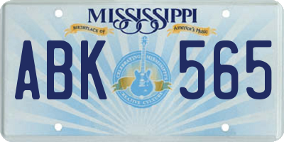 MS license plate ABK565