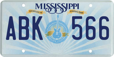MS license plate ABK566