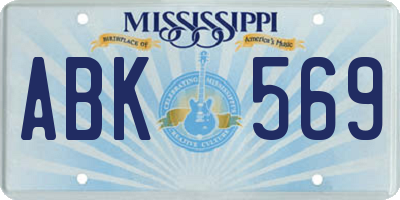 MS license plate ABK569