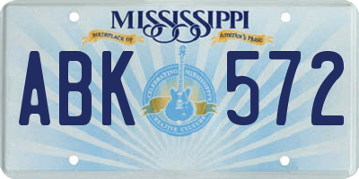 MS license plate ABK572