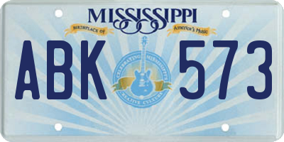 MS license plate ABK573
