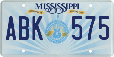 MS license plate ABK575