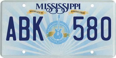 MS license plate ABK580