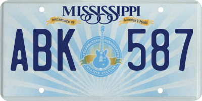 MS license plate ABK587