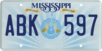MS license plate ABK597