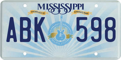 MS license plate ABK598