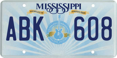 MS license plate ABK608