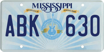 MS license plate ABK630