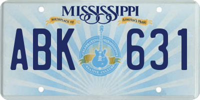 MS license plate ABK631