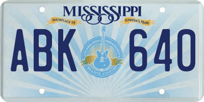 MS license plate ABK640