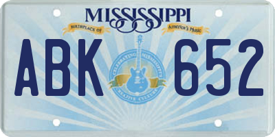 MS license plate ABK652
