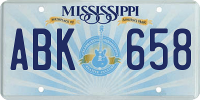 MS license plate ABK658