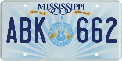 MS license plate ABK662