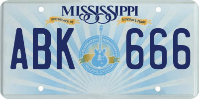 MS license plate ABK666