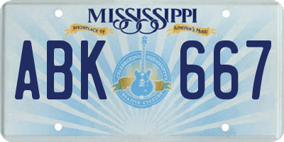 MS license plate ABK667