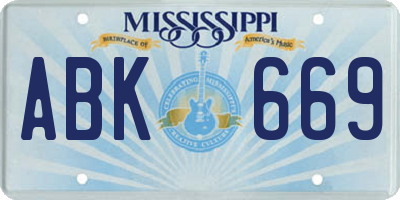 MS license plate ABK669