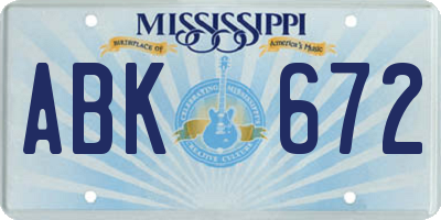 MS license plate ABK672