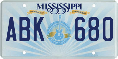 MS license plate ABK680