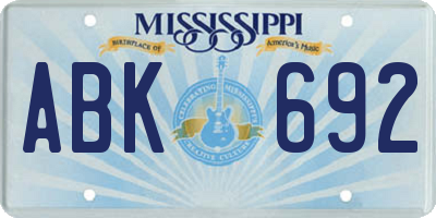 MS license plate ABK692