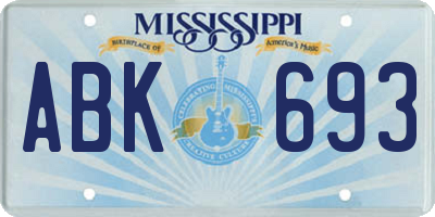 MS license plate ABK693
